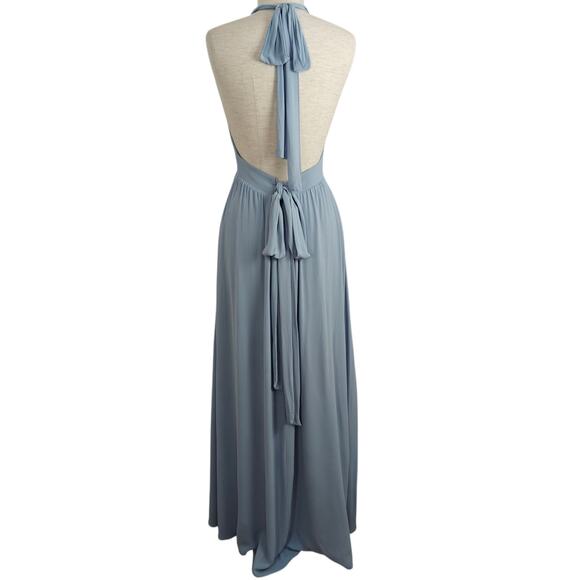 Reformation Andee Halter Maxi Dress Size 12 Mineral Blue Side Slit Romantic - Picture 9 of 15